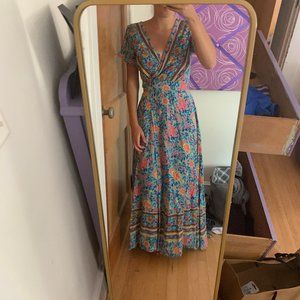 Blue Floral Wrap Dress